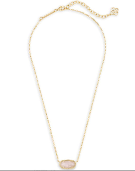 Elisa Necklace Gold Rose Quartz-Jewelry-Bottoms Up Boutique-Anchorage AK