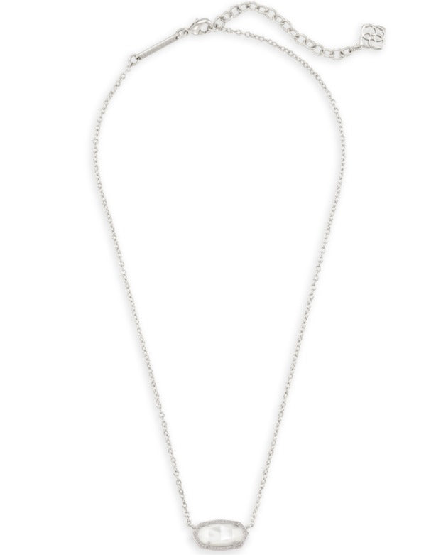 Elisa Necklace Rhodium Ivory Mother Of Pearl