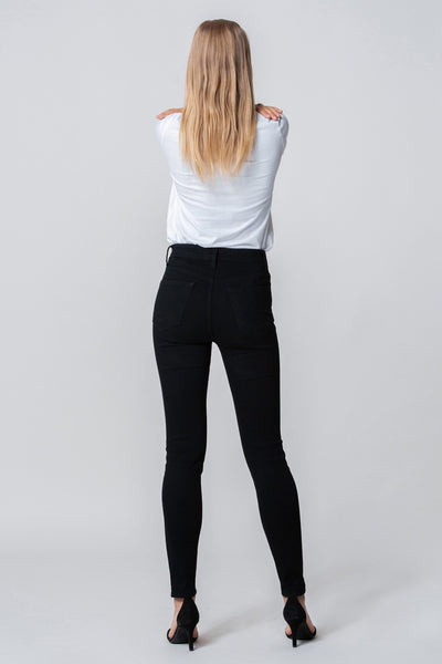 High Rise Ankle Skinny Jeans in Black