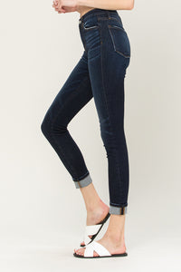High Rise Cuffed Ankle Skinny Jean by Flying Monkey