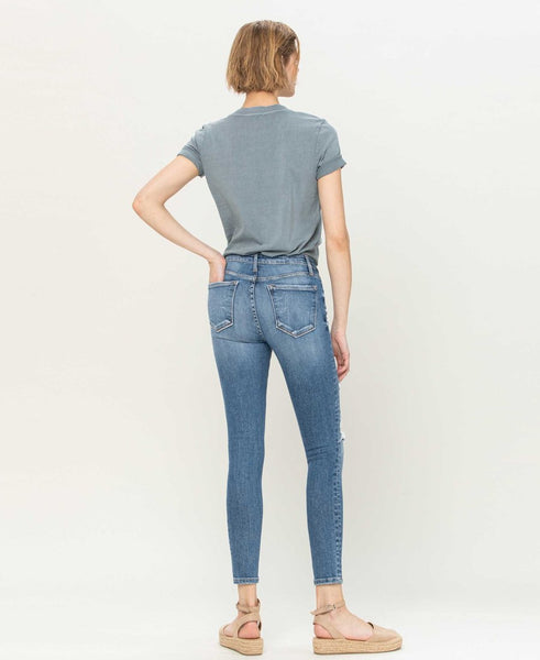 High Rise Distressed Ankle Skinny Jean by Flying Monkey