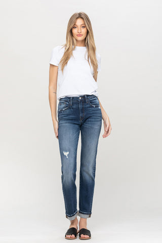 Cuffed Stretch Boyfriend Jeans