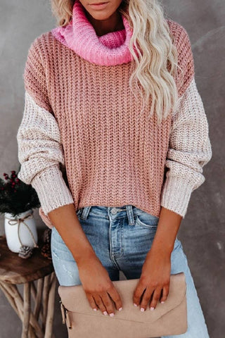 Pink ColorBlock Stitched Sweater