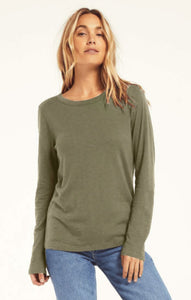 Everyday Brushed Long Sleeve Top Dusty Olive