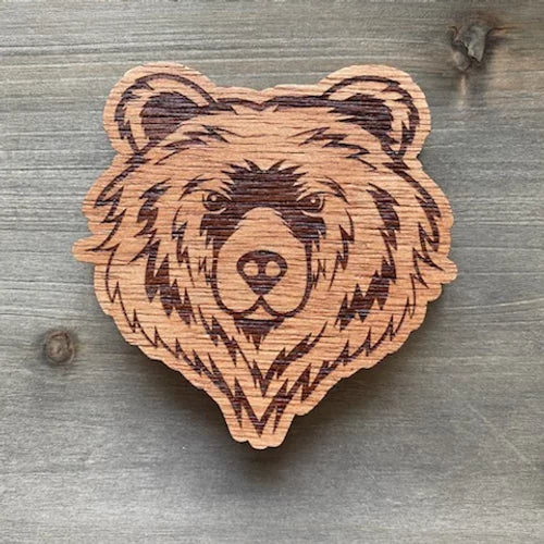 Alaska Grizzly Bear Engraved Wood Magnet-Local-Bottoms Up Boutique-Anchorage AK