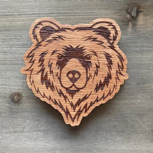 Alaska Grizzly Bear Engraved Wood Magnet