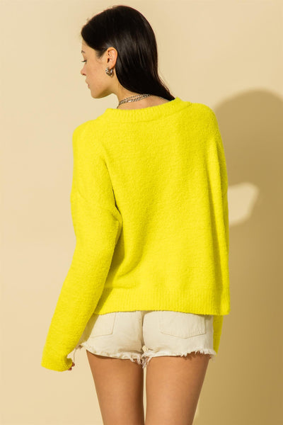 Knit Sweater in Lime Yellow