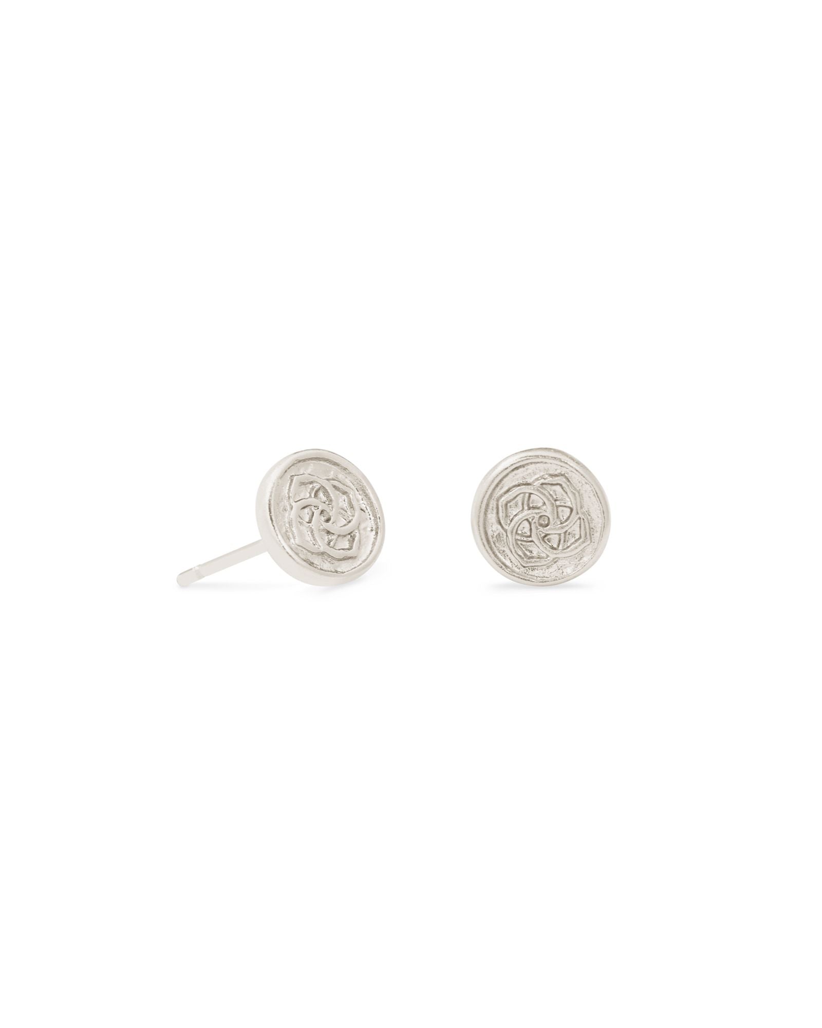 Dira Coin Stud Earring Rhodium Metal-Jewelry-Bottoms Up Boutique-Anchorage AK
