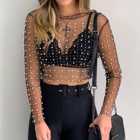 Sparkle Pearl Sheer Top