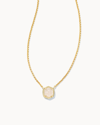 Davie Pendant Necklace Gold Iridescent Drusy