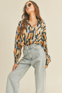 Printed Collared Blouse