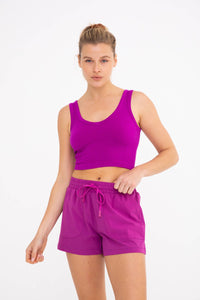 Fuchsia Ribbed Seamless Cropped Tank Top