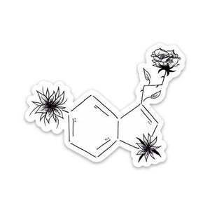 Black and White Serotonin Symbol Sticker