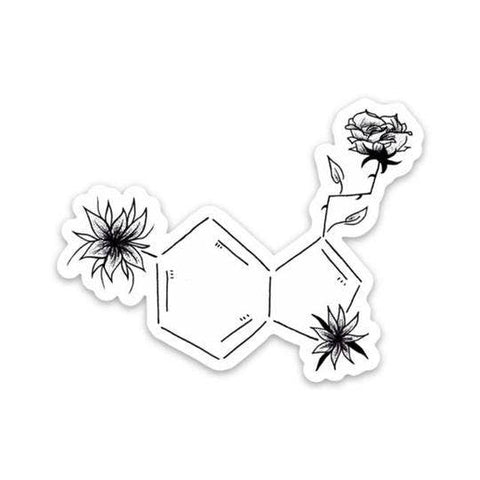 Black and White Serotonin Symbol Sticker