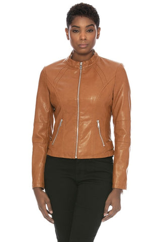 Camel Vegan Leather Jacket