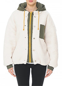 Reversible Contrast Coat Olive/ White