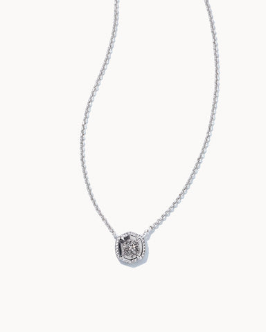 Davie Pendant Necklace Rhodium Platinum Drusy