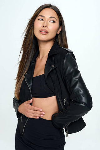 Vegan Suede Biker Jacket