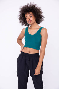 Ribbed Seamless Cropped Sport Top Blue