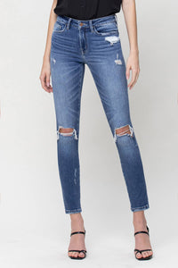 Distressed Mid Rise Skinny