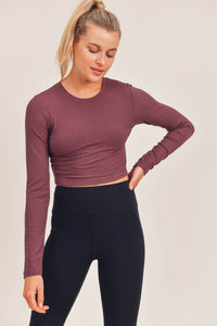 Micro-Ribbed Cropped Athleisure Top