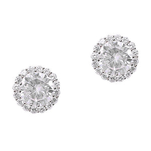 Floral Round Halo Stud Earrings