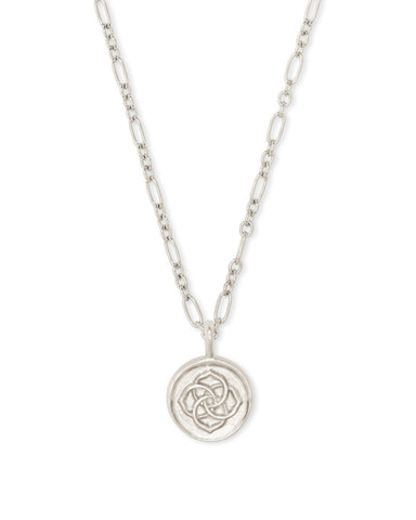 Dira Coin Pendant Necklace Rhodium Metal