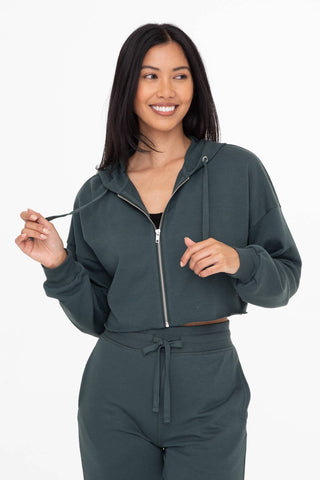 Crop Hoodie Zip-Up French Terry Jacket