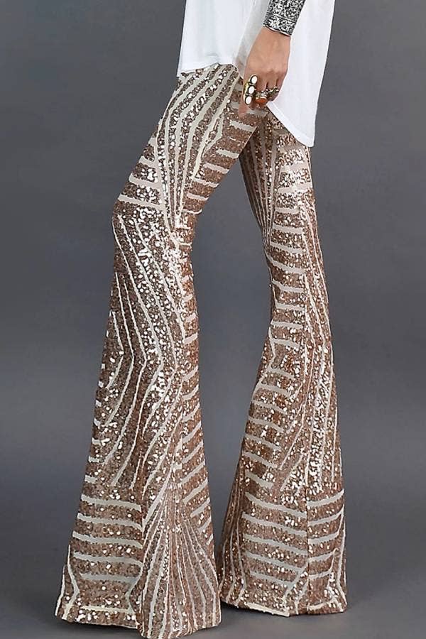 Sequin High Rise Flare Pants