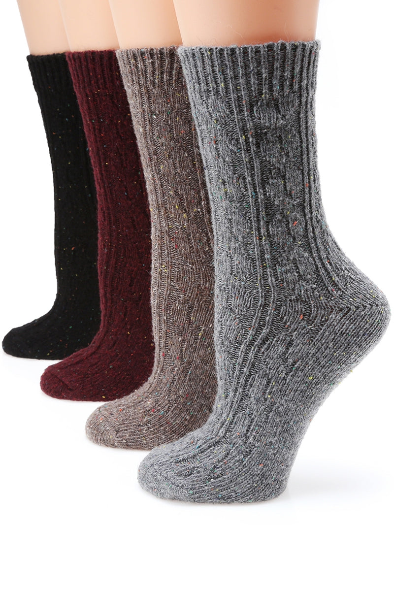 Slouchy Cable Knit Wool Crew Socks-ACCESORIES-BROWN FLECKS-Bottoms Up Boutique-Anchorage AK