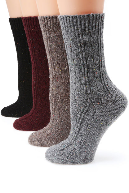 Slouchy Cable Knit Wool Crew Socks-ACCESORIES-BROWN FLECKS-Bottoms Up Boutique-Anchorage AK