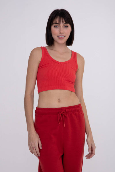 Poppy Ribbed Seamless Cropped Tank Top