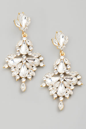 Floral Crystal Drop Earrings