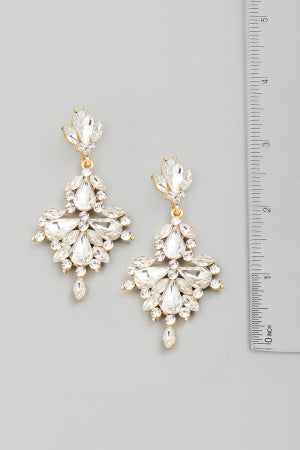 Floral Crystal Drop Earrings