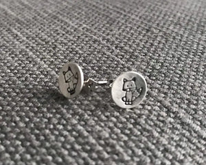 Fox Stamped Sterling Silver Post Earrings