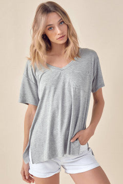 Grey Knit Pocket Tee