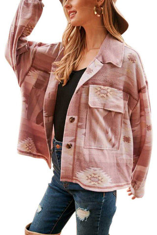 Blush Aztec Print Brushed Hacci Jacket