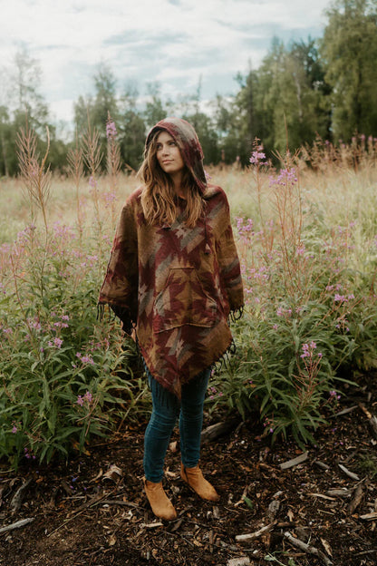 AlaskiWear Adult Blanket Poncho Long-Kimonos, Cardigans & Wraps-Bottoms Up Boutique-Anchorage AK