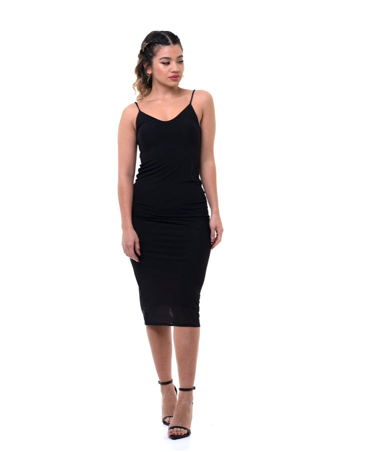 Black Midi Slip Dress-Dresses-Bottoms Up Boutique-Anchorage AK