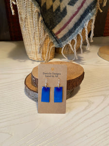 Speckled Blue Rectangle Enamel Earrings