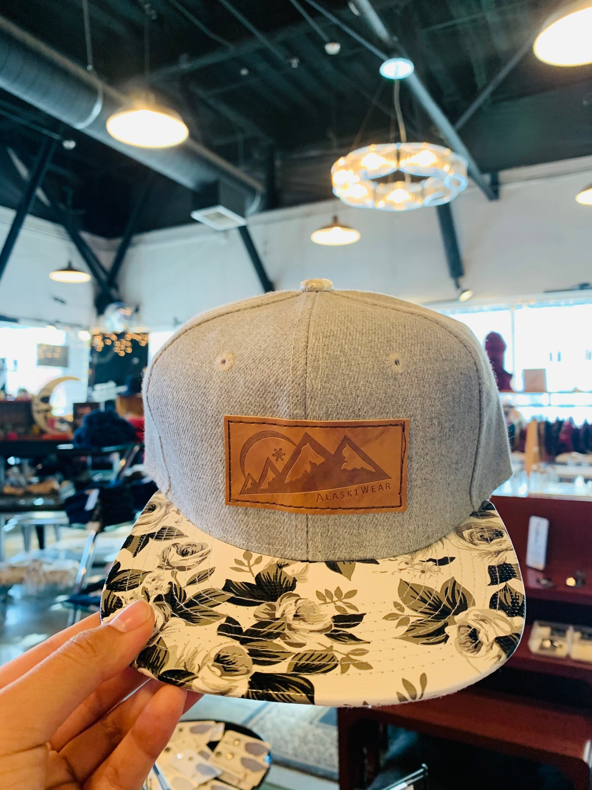 Alaskiwear Kids Trucker - Grey w/ Black & Grey Flowers-Hat-Bottoms Up Boutique-Anchorage AK
