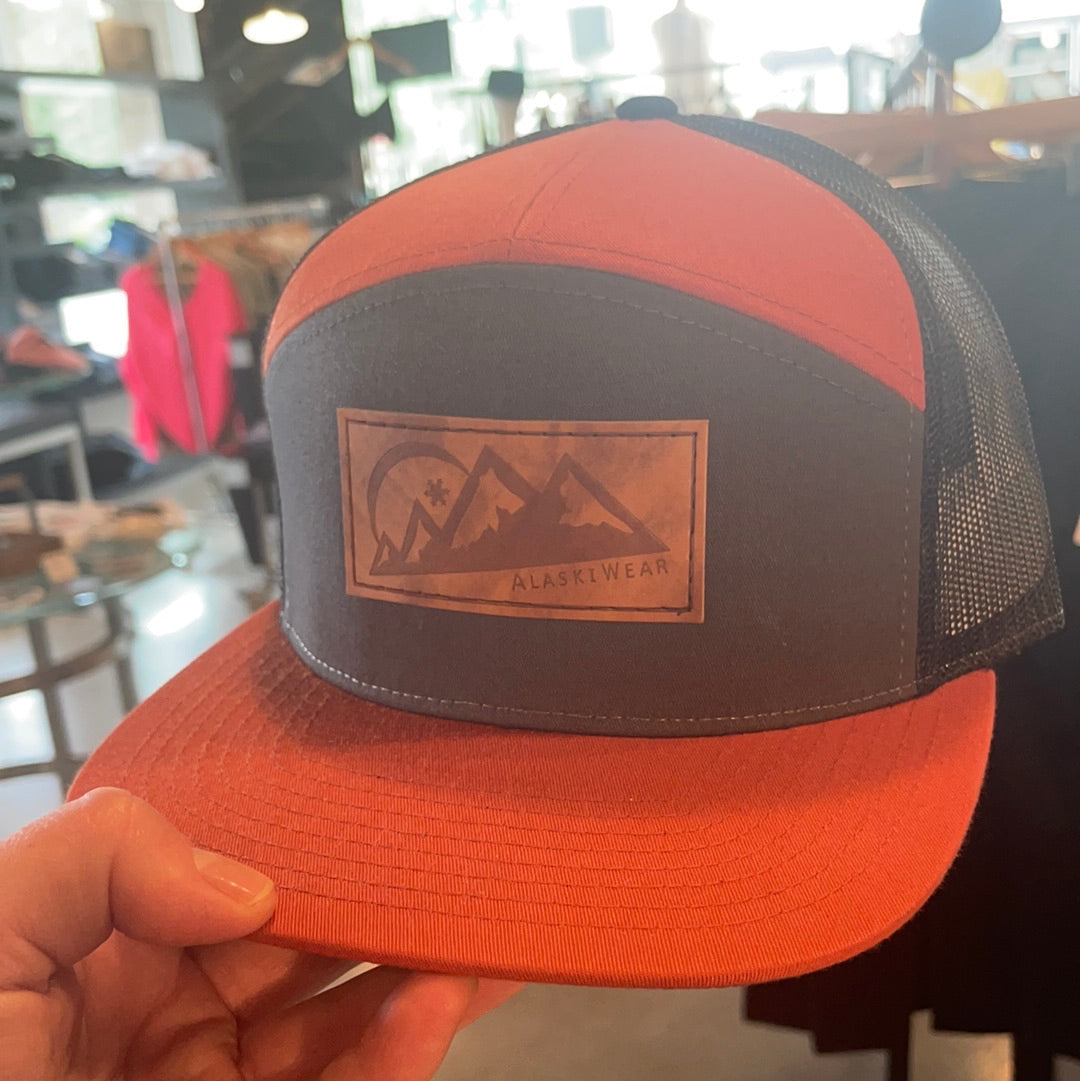 Alaskiwear Adult Trucker - Navy Rust Mesh Seven Panel Trucker Hat