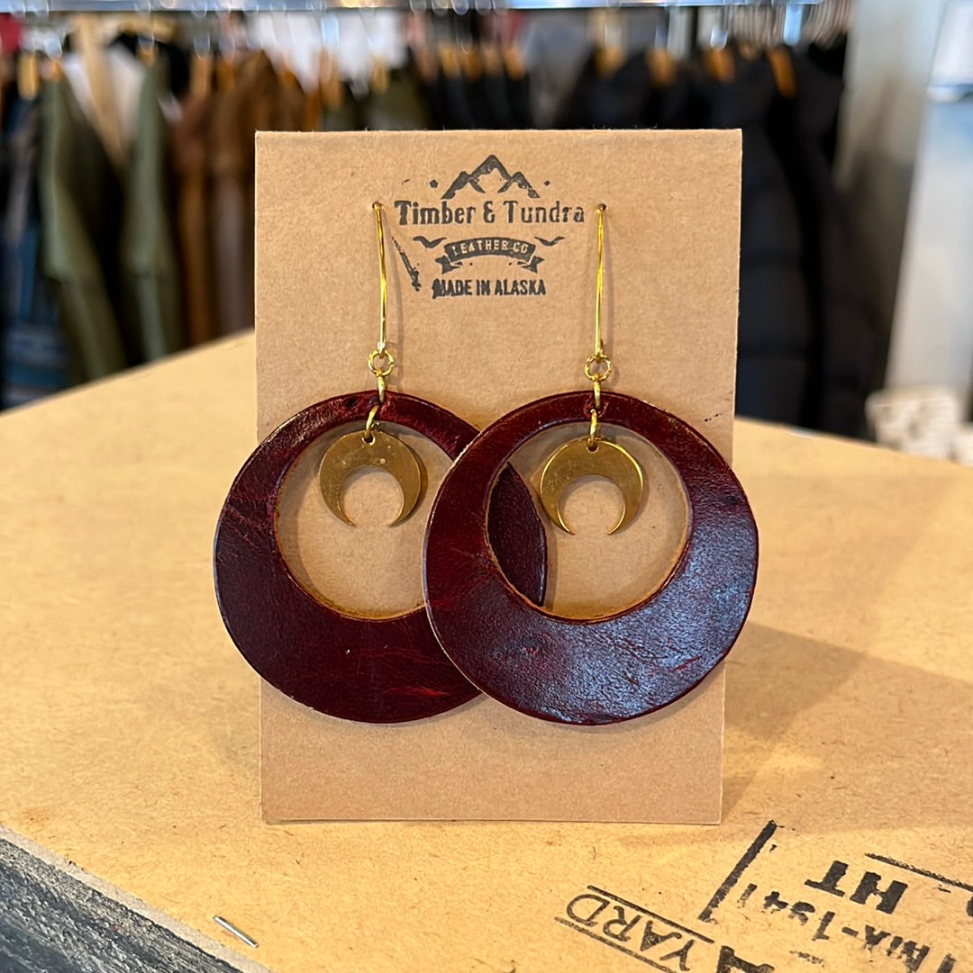 Circle Leather Earrings