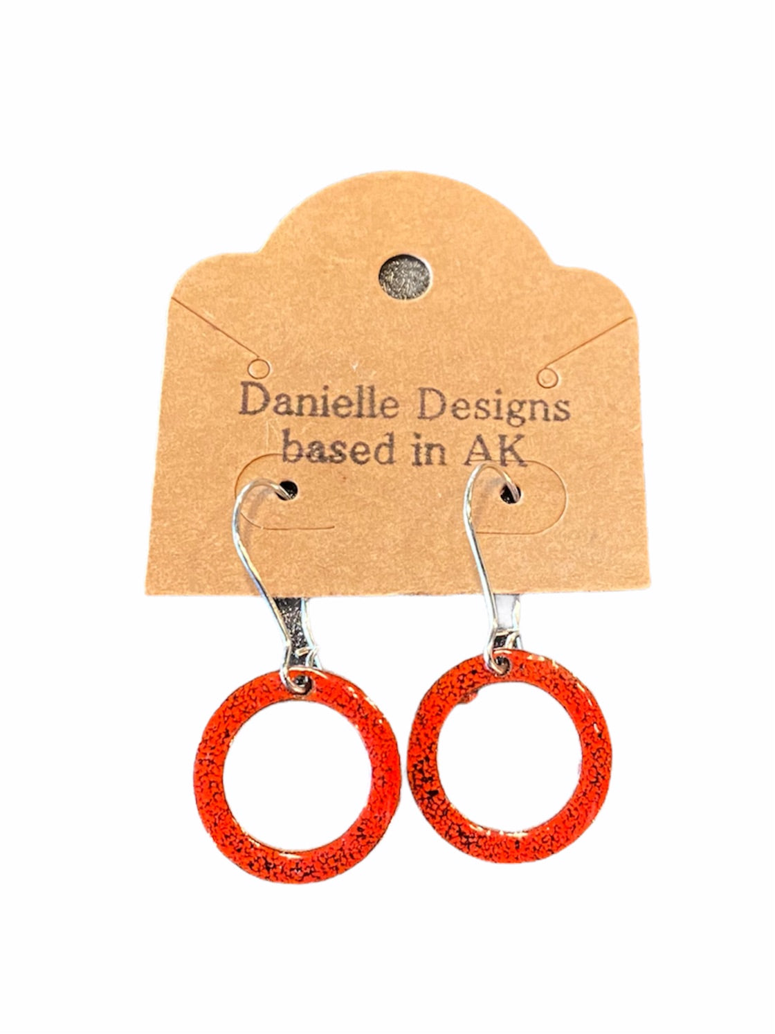 Orange and Red Circle Enamel Earrings