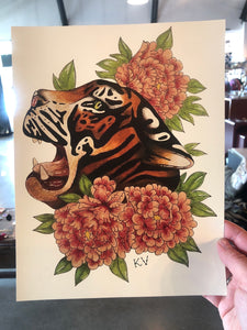 Tiger & Roses Print by Katelyn VanLandingham