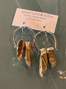 Gold Painted Clear Crystal Earrings