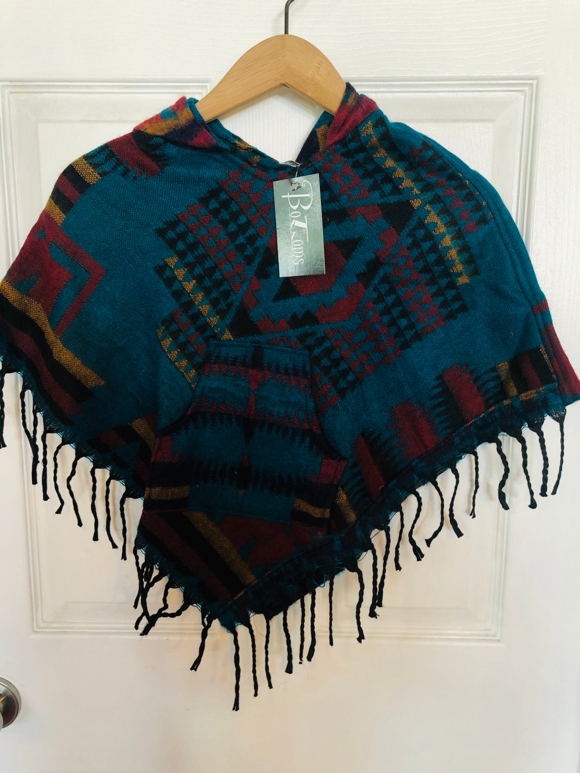 AlaskiWear Kids Poncho L (4-6)-Local-Teal/Mustard/Rust-Bottoms Up Boutique-Anchorage AK