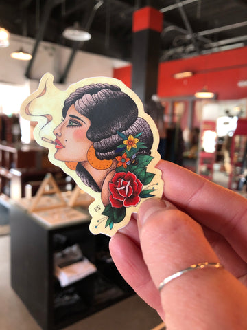 Smoking Lady Sticker by Katelyn VanLandingham