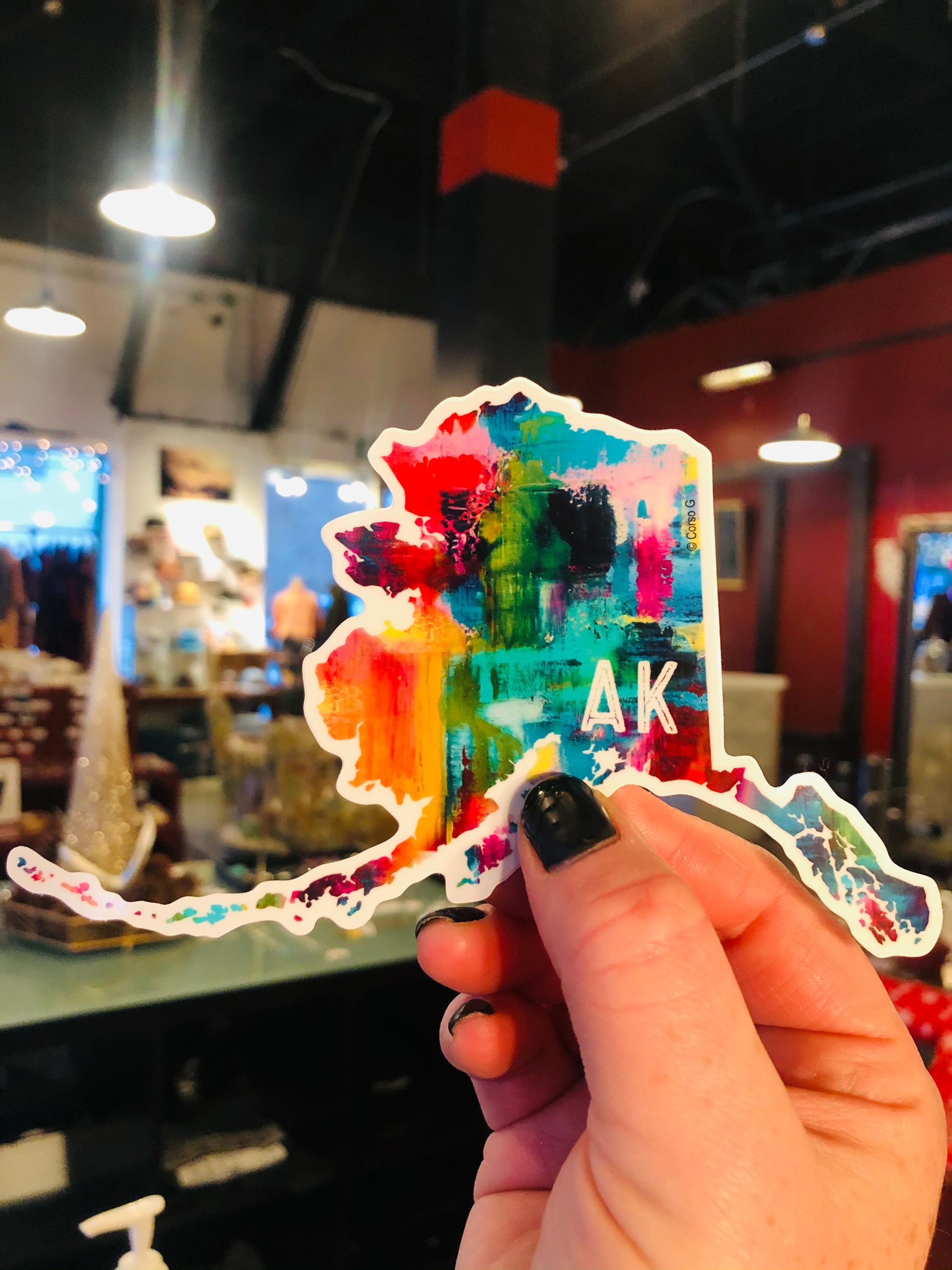 Alaska State Sticker-Local-Bottoms Up Boutique-Anchorage AK