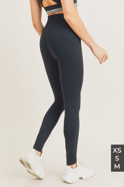 Tapered Band High Waist Solid Black Legging